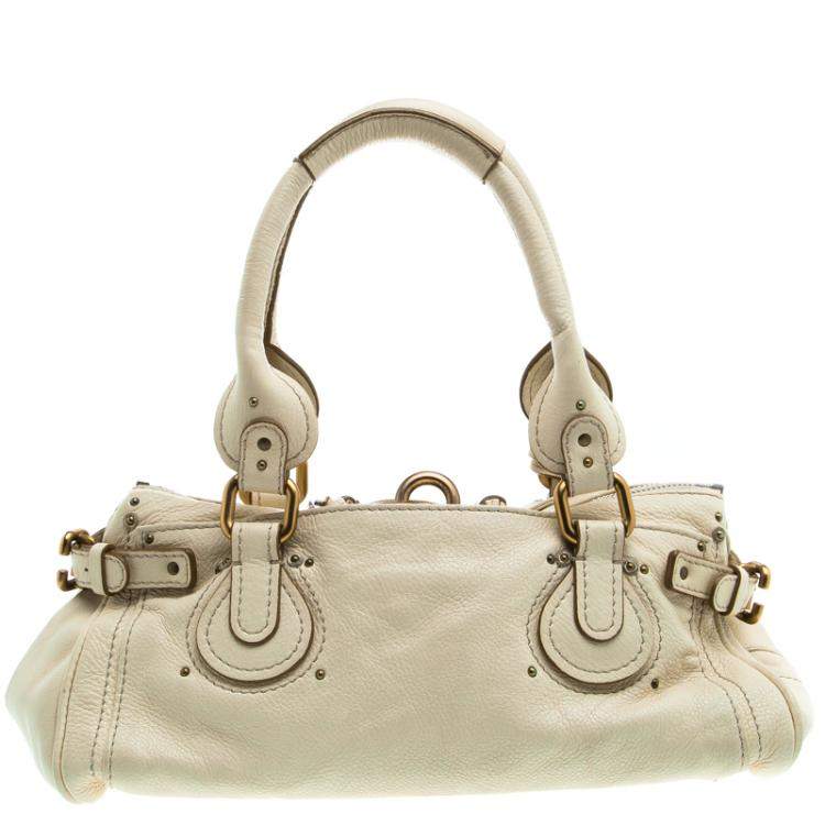 Pre Owned Chloe Cream Leather Medium Paddington Satchel