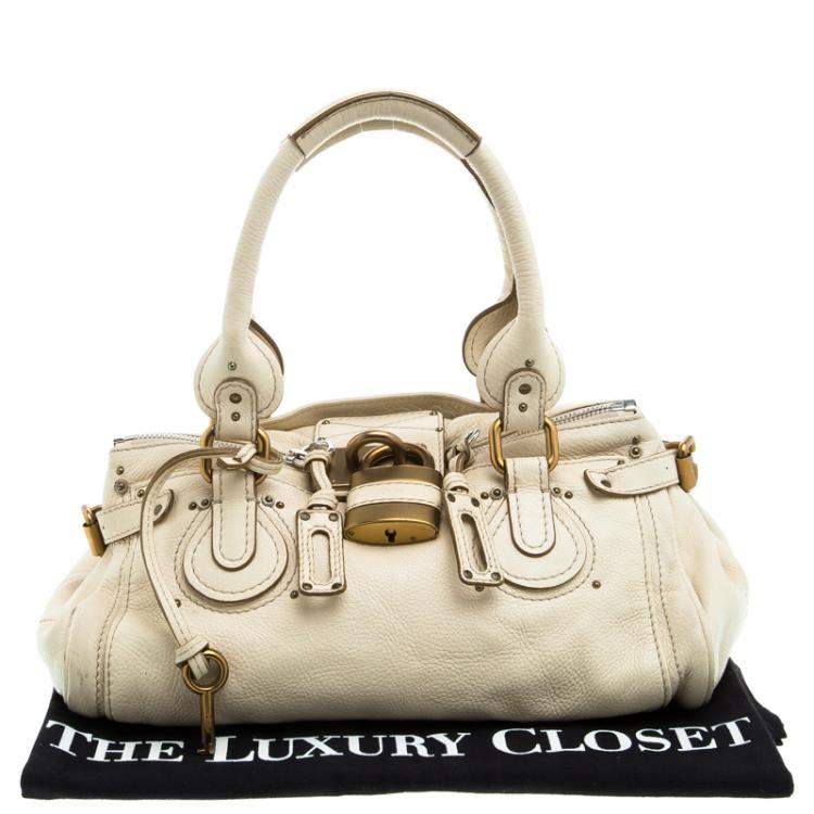 Pre Owned Chloe Cream Leather Medium Paddington Satchel