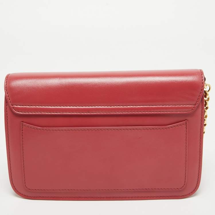Pre Owned Chloe Pink Leather and Suede C Chain Clutch