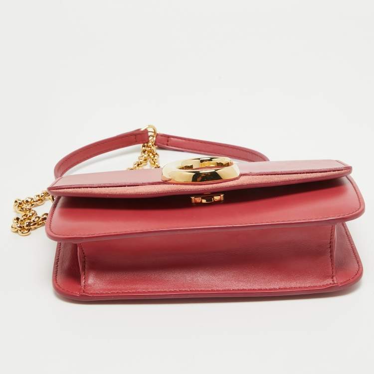Pre Owned Chloe Pink Leather and Suede C Chain Clutch