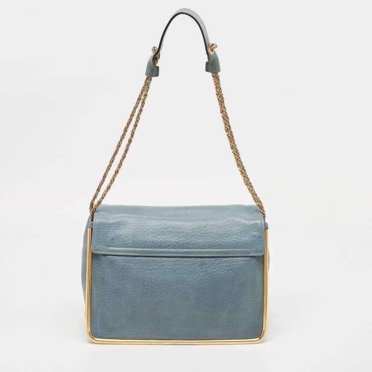 Pre Owned Chloe Blue Leather Medium Sally Shoulder Bag
