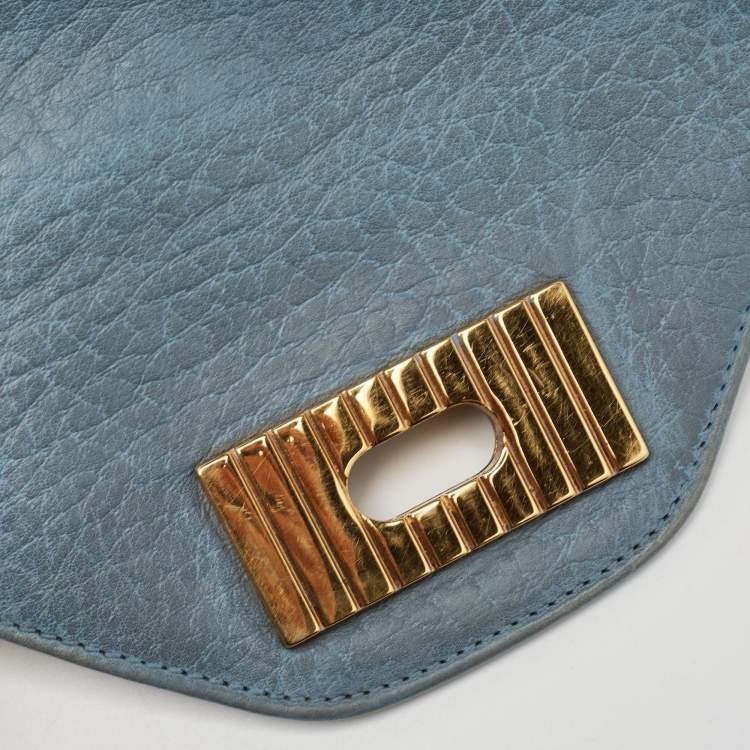 Pre Owned Chloe Blue Leather Medium Sally Shoulder Bag
