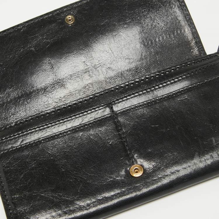 Pre Owned Chloe Black Leather Logo Continental Wallet