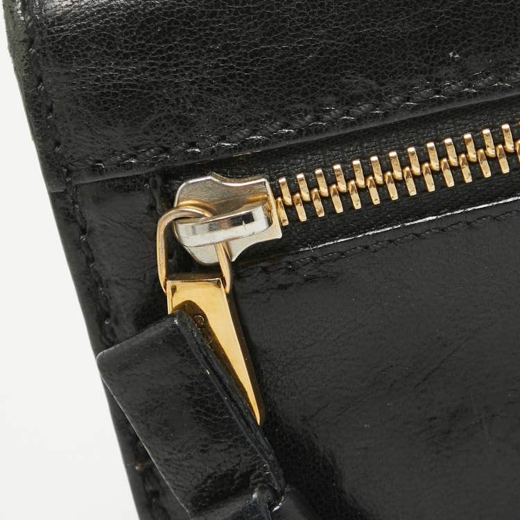 Pre Owned Chloe Black Leather Logo Continental Wallet
