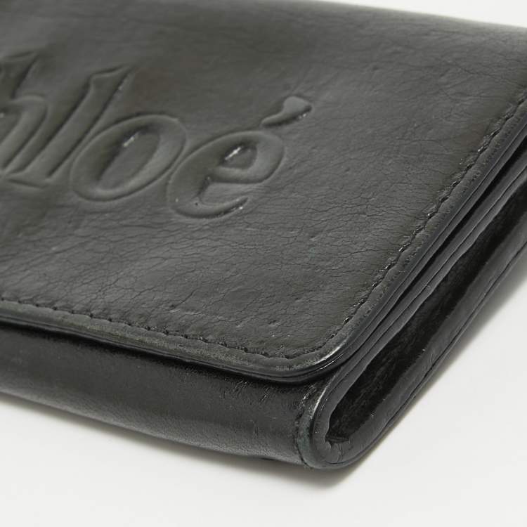 Pre Owned Chloe Black Leather Logo Continental Wallet