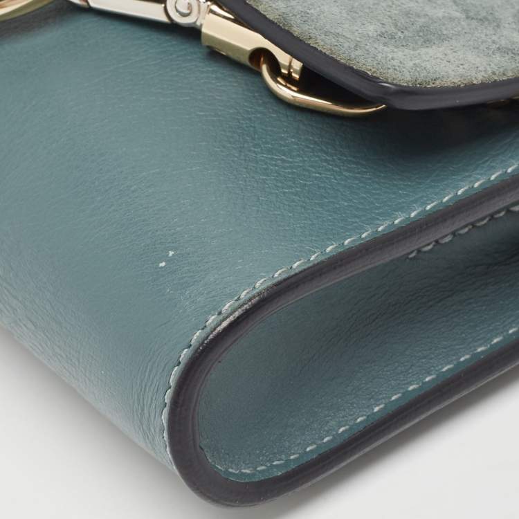 Pre Owned Chloe Blue Leather and Suede Mini Faye Crossbody Bag