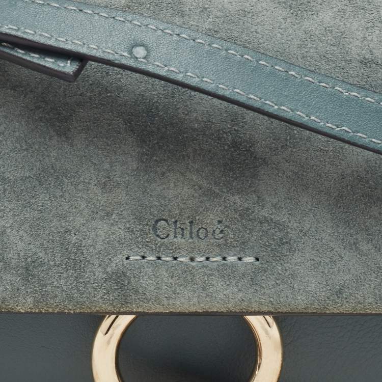 Pre Owned Chloe Blue Leather and Suede Mini Faye Crossbody Bag