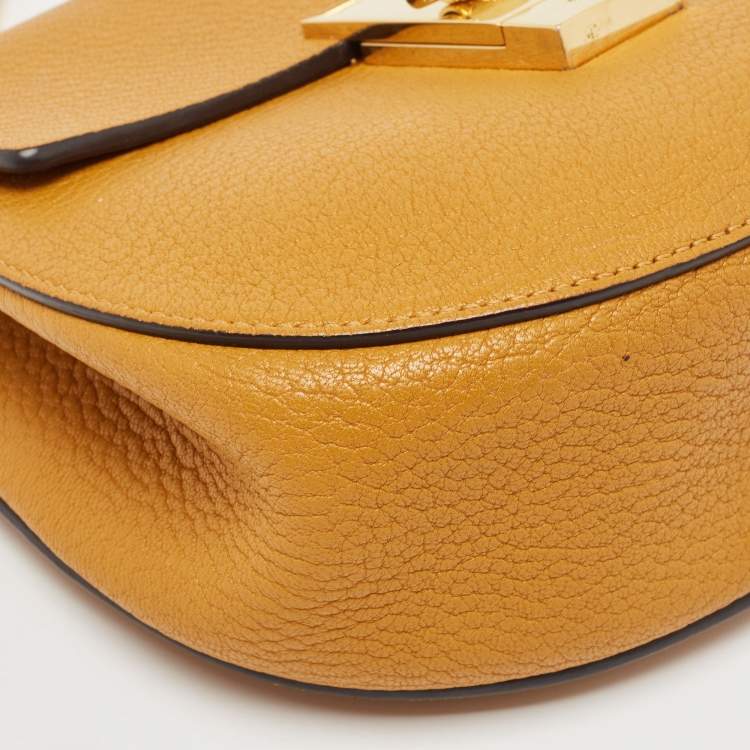 Pre Owned Chloe Mustard Leather Small Drew Shoulder Bag