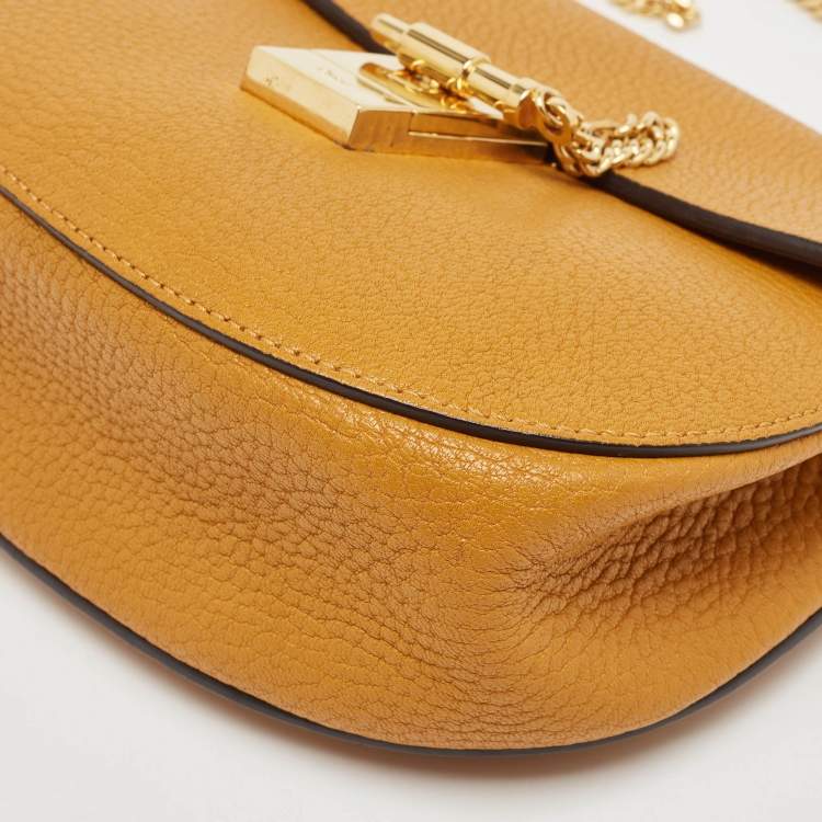 Pre Owned Chloe Mustard Leather Small Drew Shoulder Bag
