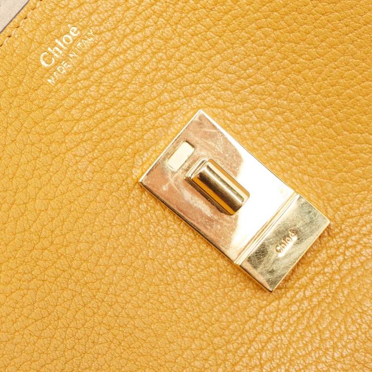 Pre Owned Chloe Mustard Leather Small Drew Shoulder Bag