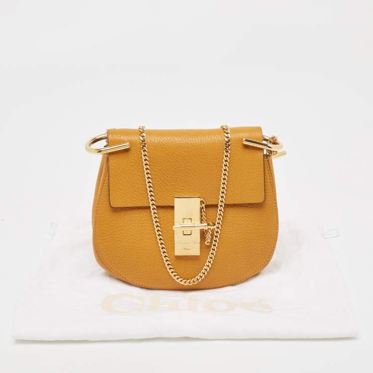 Pre Owned Chloe Mustard Leather Small Drew Shoulder Bag