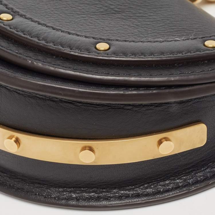Pre Owned Chloé Black Leather Small Nile Bracelet Minaudiere Crossbody Bag