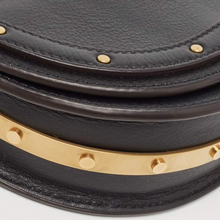 Pre Owned Chloé Black Leather Small Nile Bracelet Minaudiere Crossbody Bag