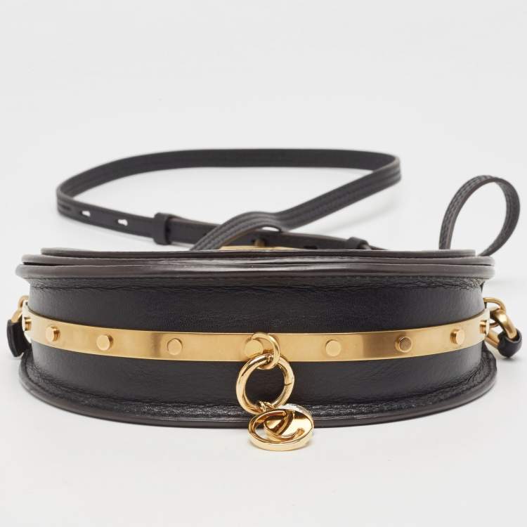 Pre Owned Chloé Black Leather Small Nile Bracelet Minaudiere Crossbody Bag