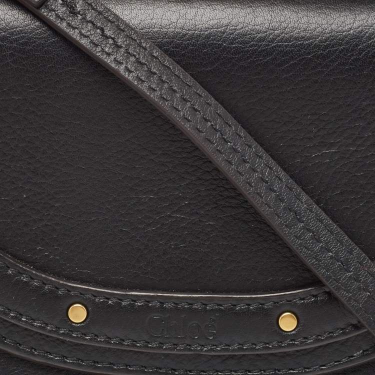 Pre Owned Chloé Black Leather Small Nile Bracelet Minaudiere Crossbody Bag