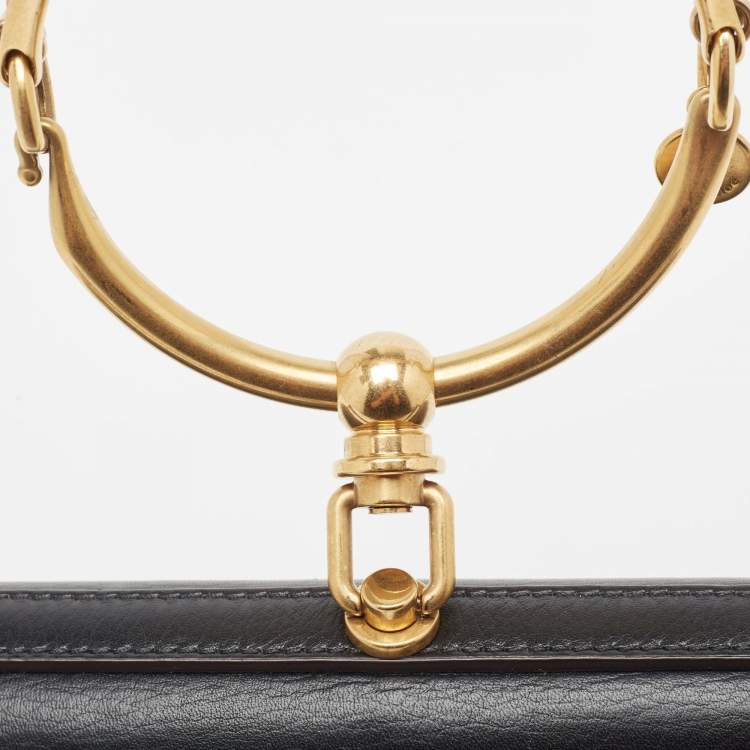 Pre Owned Chloé Black Leather Small Nile Bracelet Minaudiere Crossbody Bag