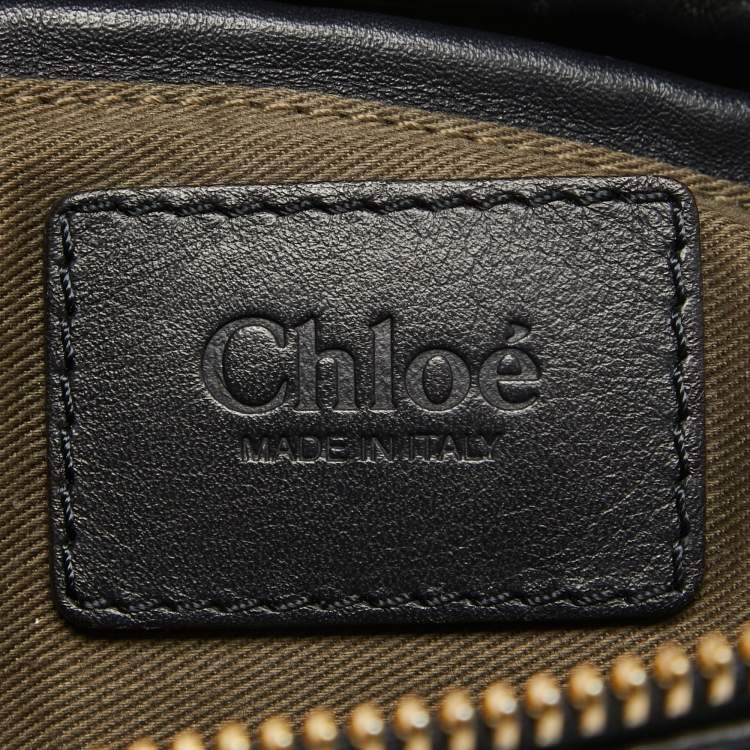 Pre Owned Chloe Navy Blue Croc Embossed Leather Marcie Hobo