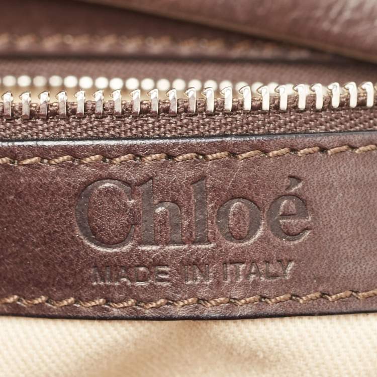 Pre Owned Chloe Dark Brown/Grey Python and Leather Silverado Satchel