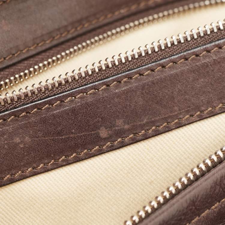 Pre Owned Chloe Dark Brown/Grey Python and Leather Silverado Satchel