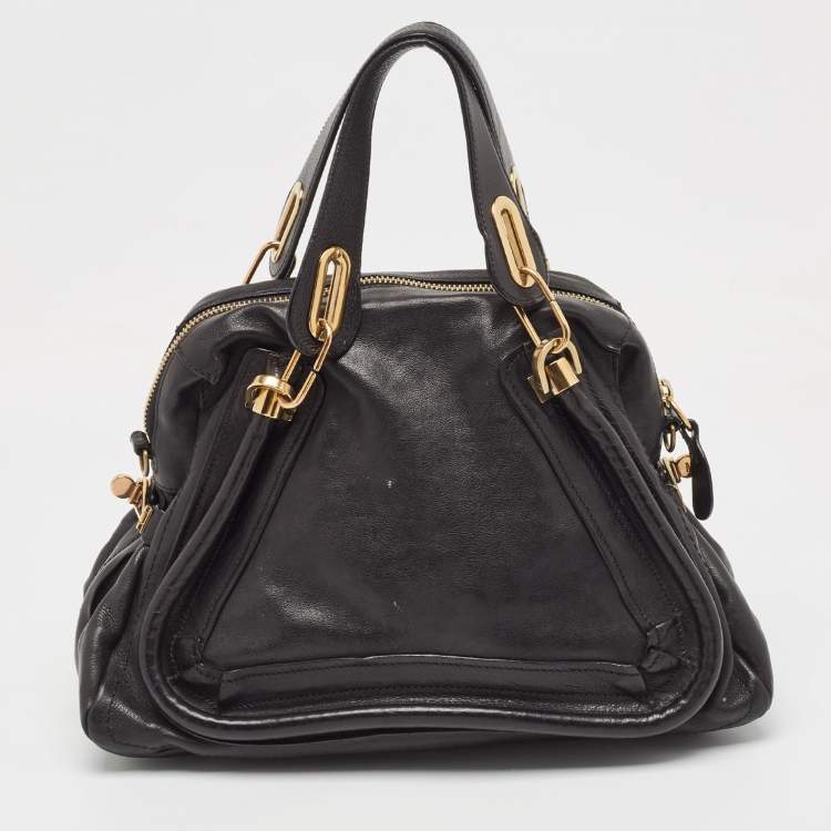 Pre Owned Chloe Black Leather Medium Paraty Satchel