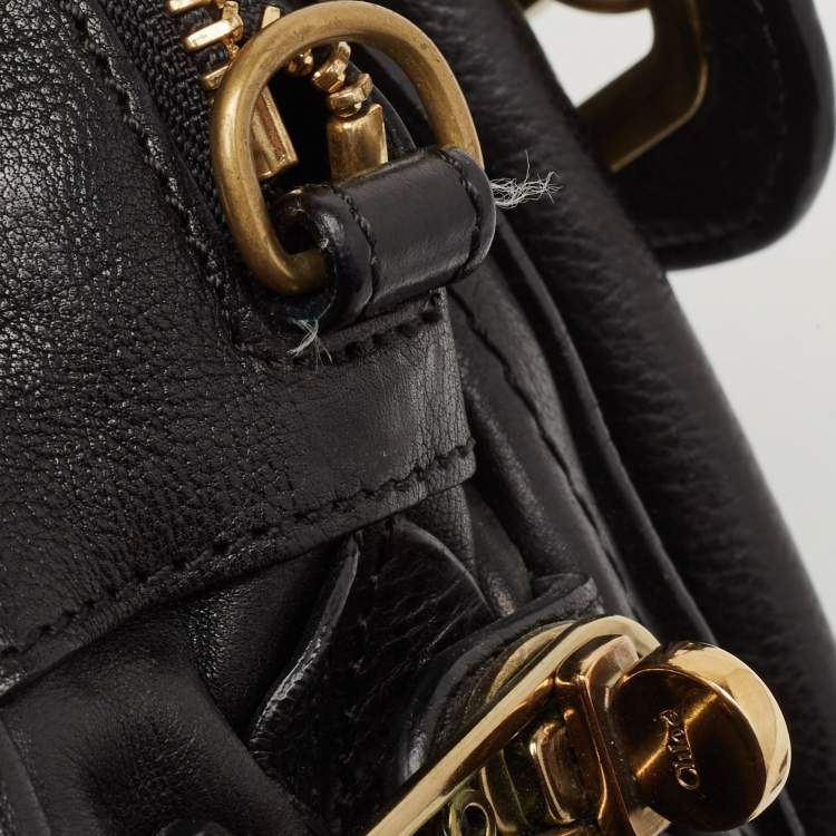 Pre Owned Chloe Black Leather Medium Paraty Satchel