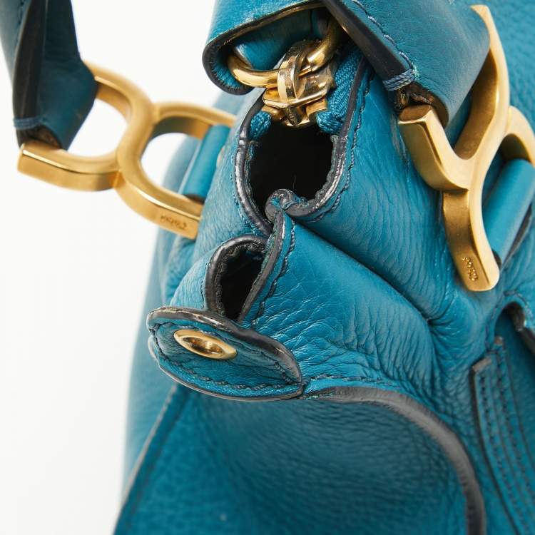 Pre Owned Chloe Blue Leather Small Marcie Satchel