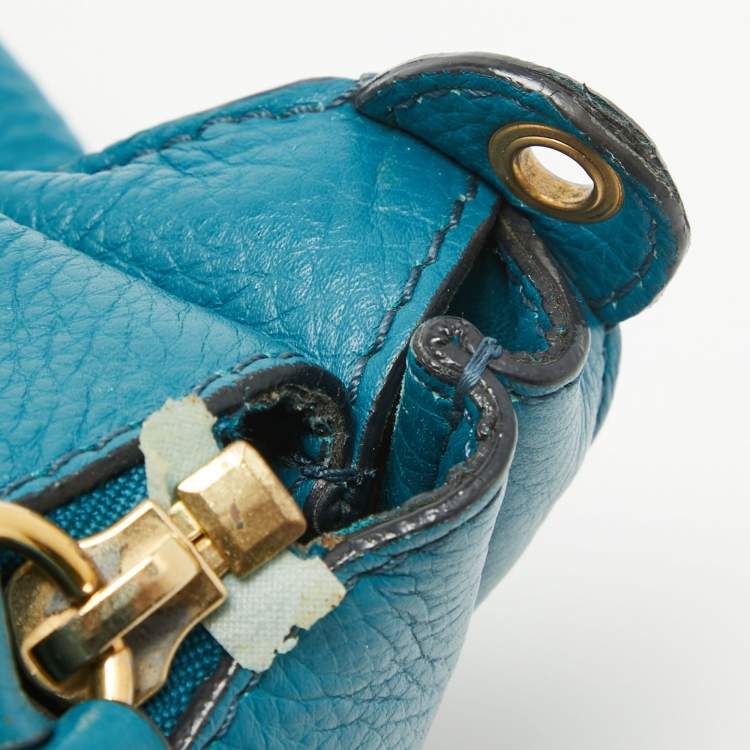 Pre Owned Chloe Blue Leather Small Marcie Satchel