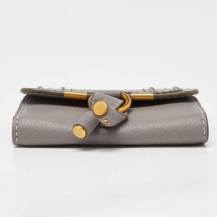 Pre Owned Chloe Grey Leather Marcie Compact Wallet