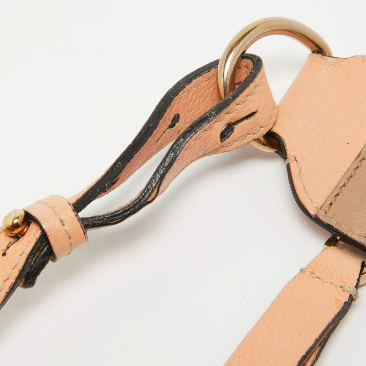 Pre Owned Chloe Peach Leather Elise Neo Folk Shoulder Bag