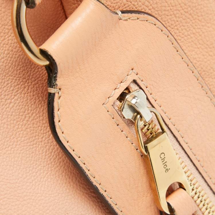 Pre Owned Chloe Peach Leather Elise Neo Folk Shoulder Bag