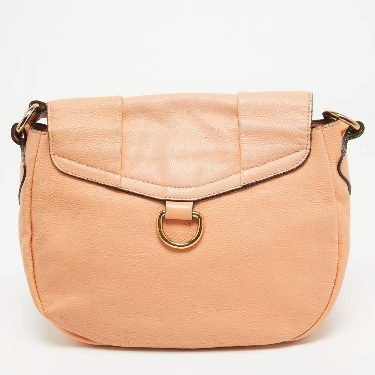 Pre Owned Chloe Peach Leather Elise Neo Folk Shoulder Bag