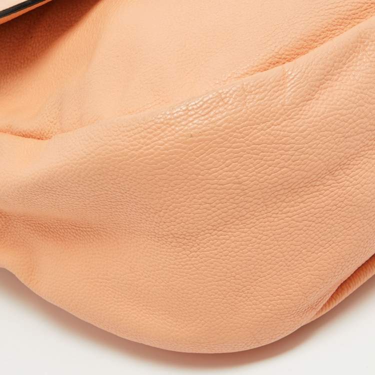 Pre Owned Chloe Peach Leather Elise Neo Folk Shoulder Bag