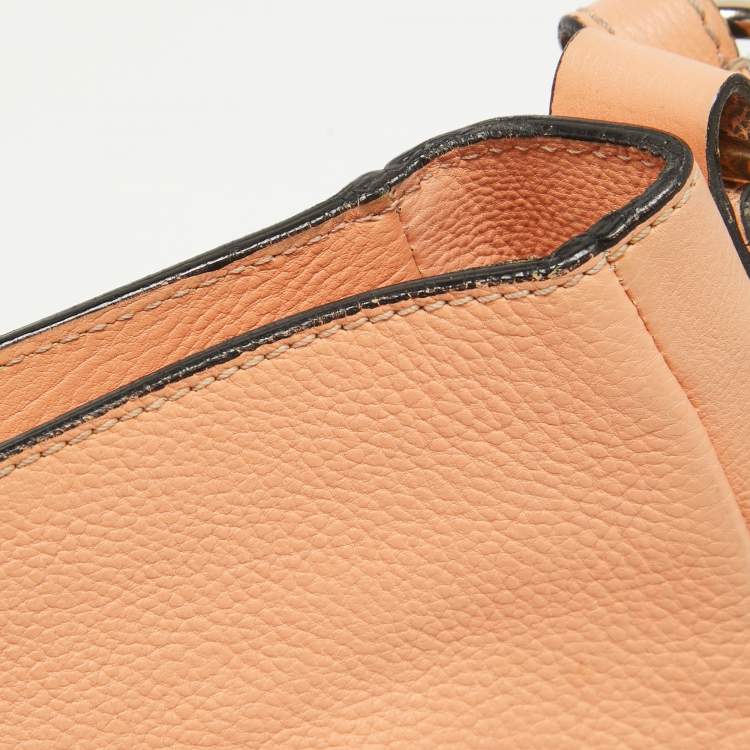 Pre Owned Chloe Peach Leather Elise Neo Folk Shoulder Bag