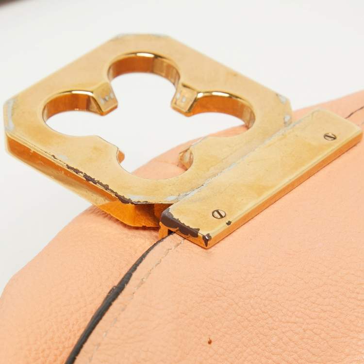 Pre Owned Chloe Peach Leather Elise Neo Folk Shoulder Bag