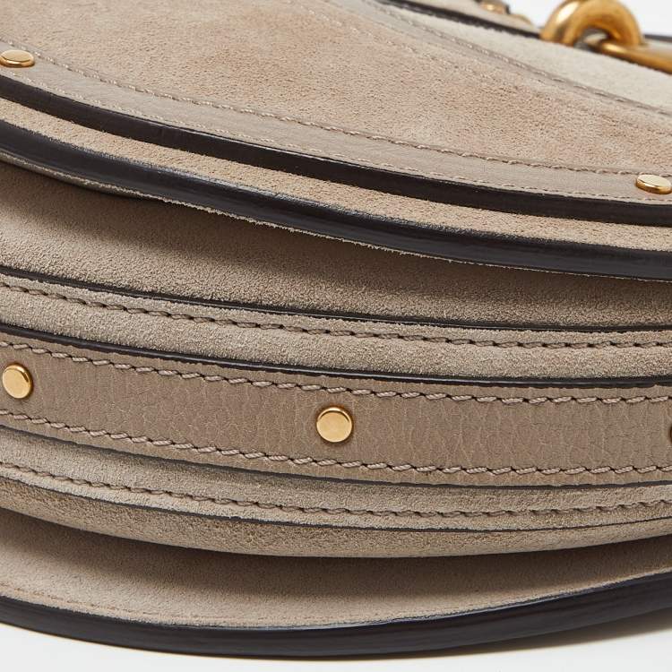 مملوكة مسبقًا Chloé Beige Leather and Suede Small Pixie Round Crossbody Bag