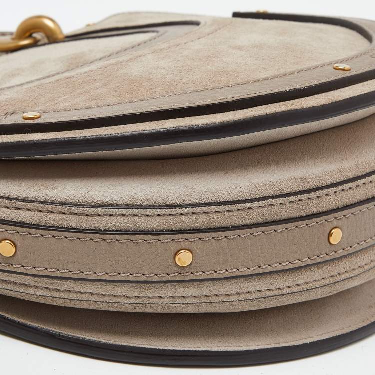 مملوكة مسبقًا Chloé Beige Leather and Suede Small Pixie Round Crossbody Bag