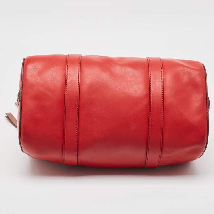 Pre Owned Chloe Red/Brown Leather Buckle Duffel Bag