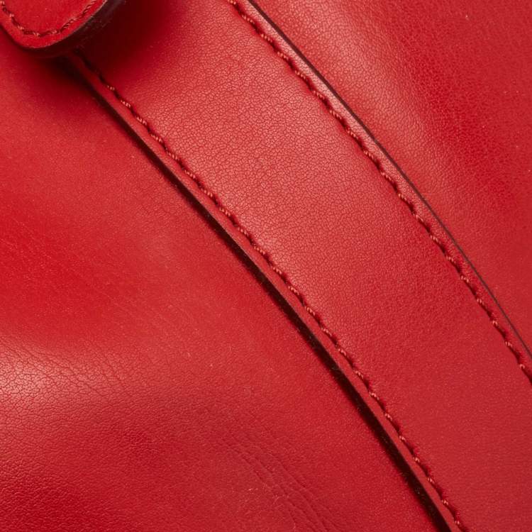 Pre Owned Chloe Red/Brown Leather Buckle Duffel Bag