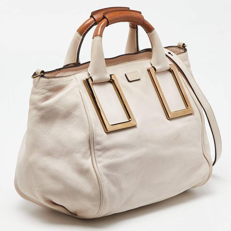 Pre Owned Chloe Beige/Brown Leather Ethel Satchel