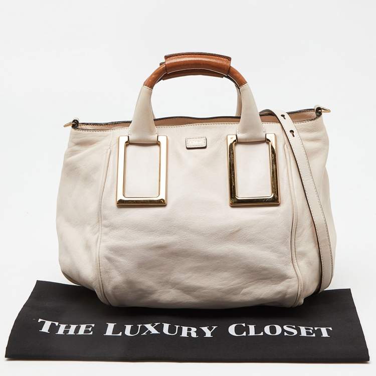 Pre Owned Chloe Beige/Brown Leather Ethel Satchel