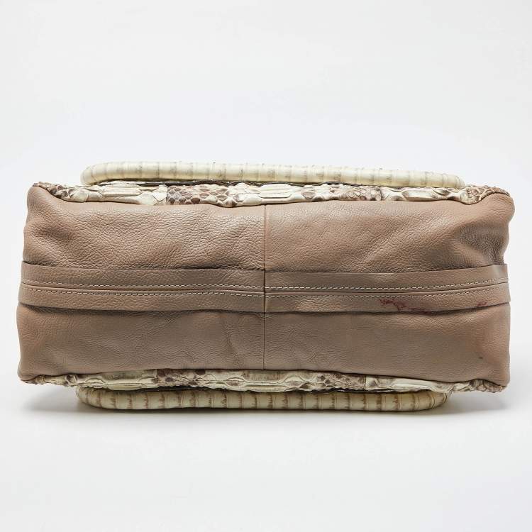 Pre Owned Chloe Beige Python and Leather Medium Paraty Satchel