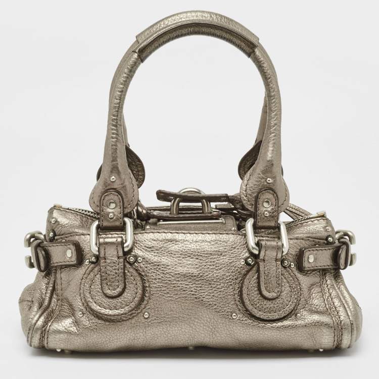 Pre Owned Chloe Metallic Leather Mini Paddington Satchel