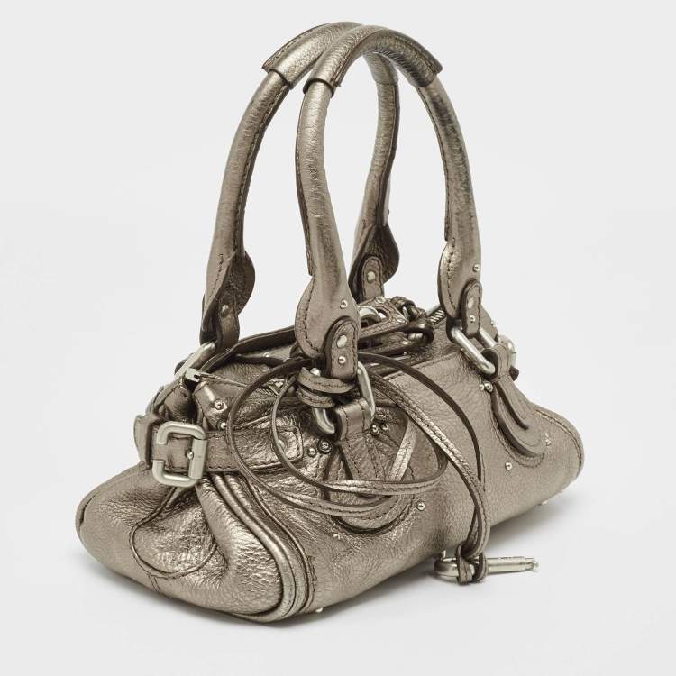 Pre Owned Chloe Metallic Leather Mini Paddington Satchel