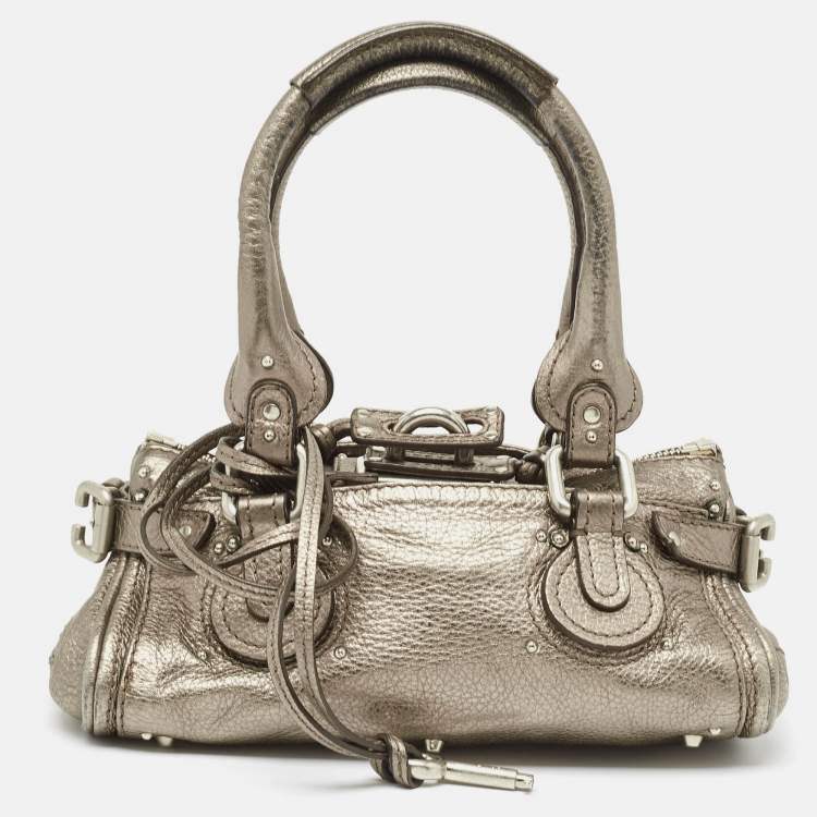 Pre Owned Chloe Metallic Leather Mini Paddington Satchel