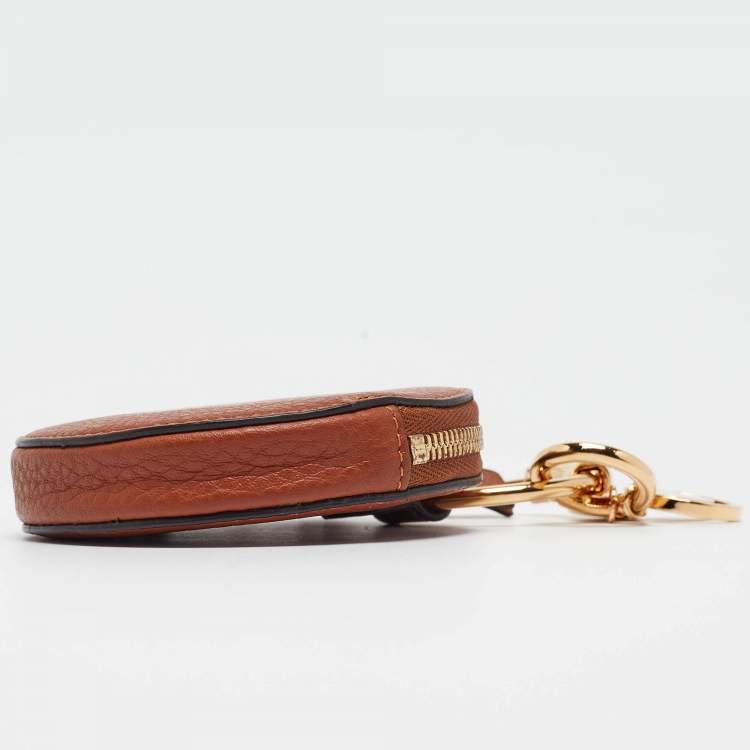Pre Owned Chloe Brown Leather Mini Alphabet Round Coin Purse