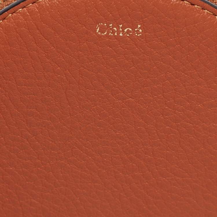 Pre Owned Chloe Brown Leather Mini Alphabet Round Coin Purse