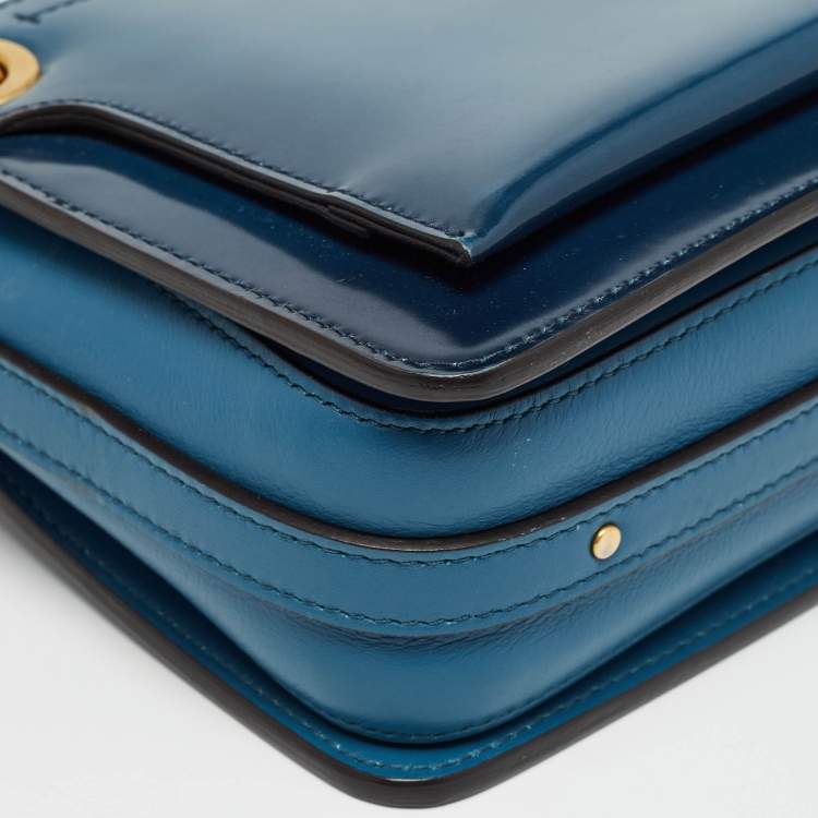 Pre Owned Chloe Blue Patent and Leather Roy Shoulder Bag