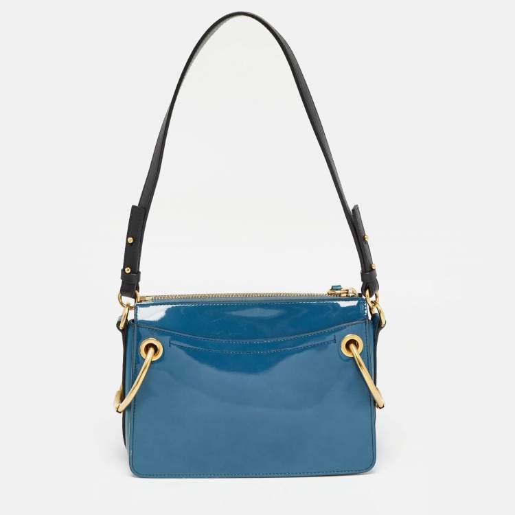 Pre Owned Chloe Blue Patent and Leather Roy Shoulder Bag