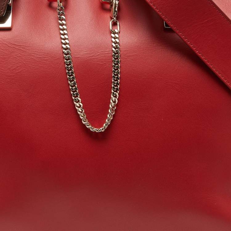 Pre Owned Chloe Red/Brown Leather Medium Baylee Tote