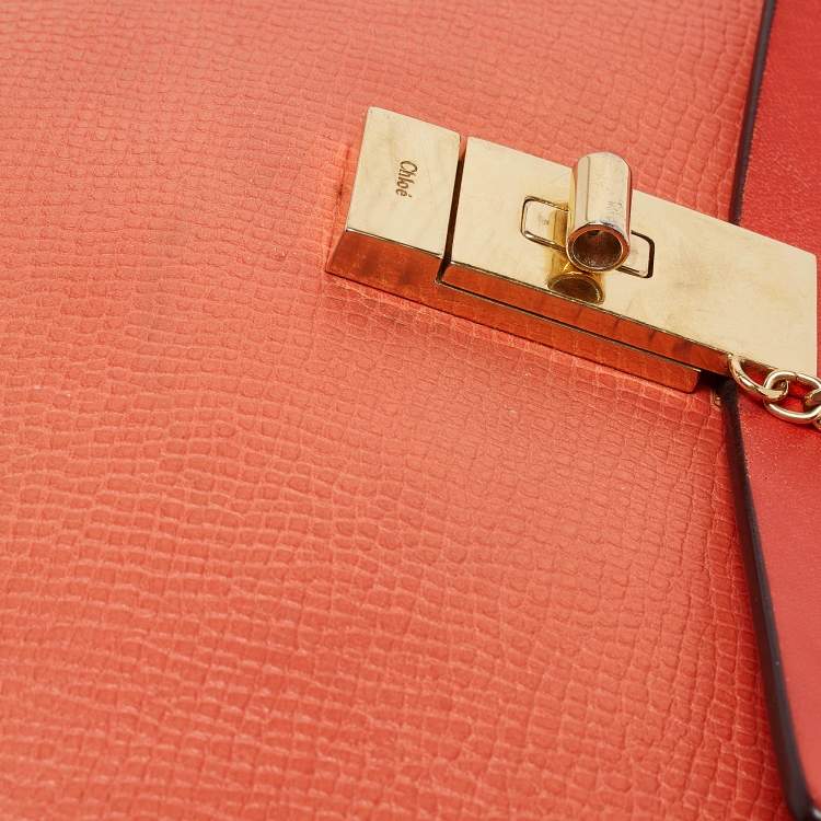 Pre Owned Chloe Two Tone Orange Leather Medium Drew Shoulder Bag